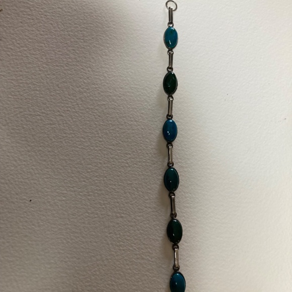 950 Silver Chrysocolla Blue Stones Vintage  Bracelet - Picture 7 of 7